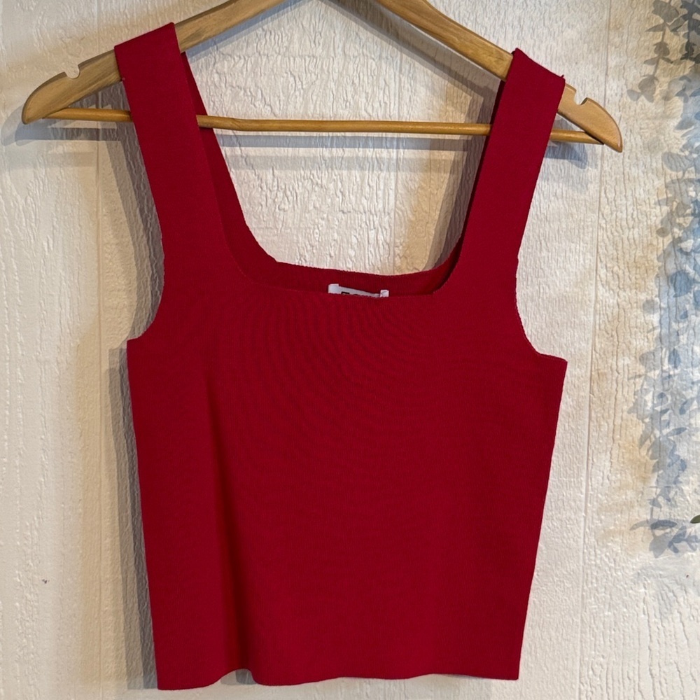 EVA square neck tank NWOT cherry red